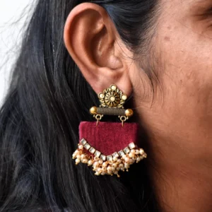 Maroon Pentagon with Kundan