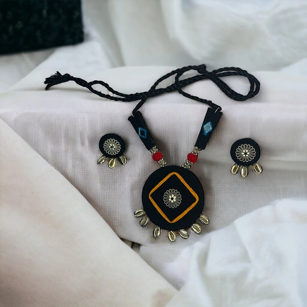Black Necklace with Multicolor Threads