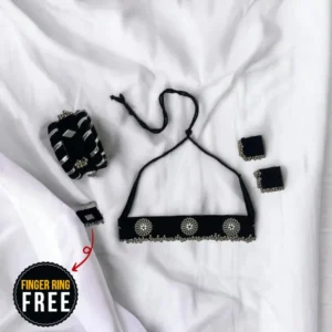 Black Necklace and Bangles Combo with FREE Finger Ring