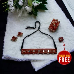 Maroon Necklace and Bangles Combo with FREE Finger Ring