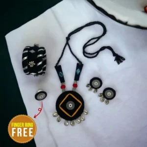 Black Necklace and Bangles Combo with FREE Finger Ring