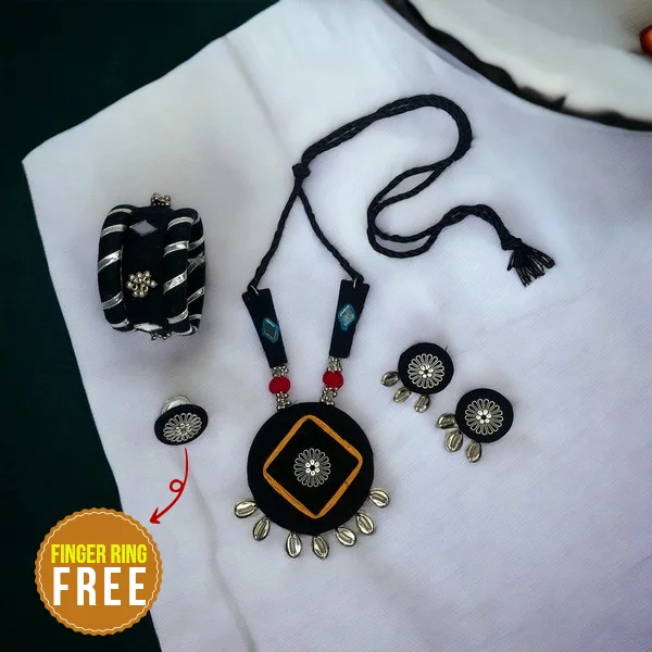 Black Necklace and Bangles Combo with FREE Finger Ring